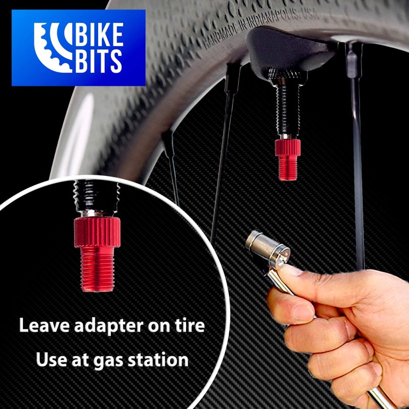 Bike Bits Presta Valve Adapter - Convert Presta to Schrader - French/UK to US - Inflate Tire Using Standard Pump or Air Compressor (5 Pack) (Blue) - Image 4